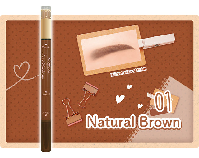 CANMAKE 3IN1 EYEBROW PENCIL 10G - 2 COLOURS