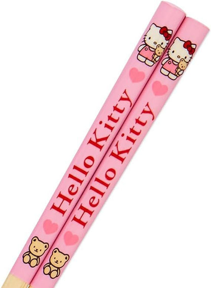 Sanrio Fork Spoon Chopsticks Tableware Set with Case - Hello Kitty