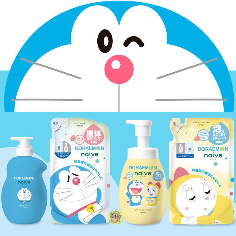 KRACIE NAIVE BODY SOAP DORAEMON DESIGN PEACH - 2 SIZES