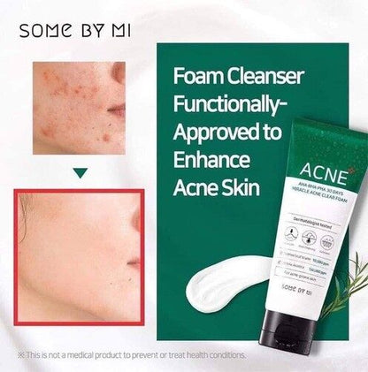 SOME BY MI ACNE CLEANSING FOAM WITH ALPHA BETA AND POLYHYDROXY ACIDS 100ML