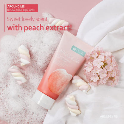 AROUND ME NATURAL SCRUB PEACH BODY WASH 200ML