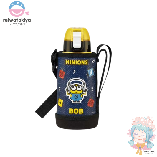 SKATER WATER BOTTLE 600ML WITH COVER MINION