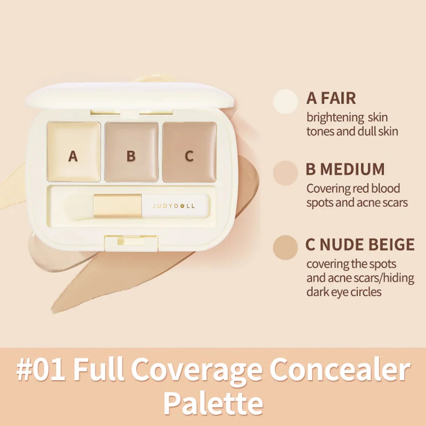 JUDYDOLL THREE SHADES CONCEALER PALETTE 2.7G - 2 COLOURS