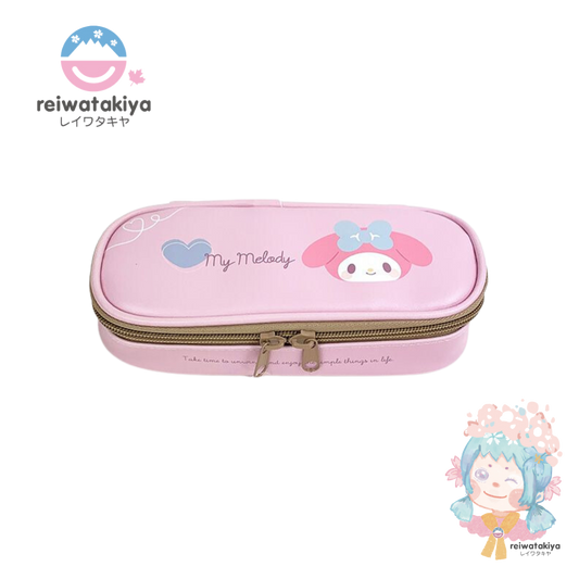 Sanrio Melody leather full-open pencil case