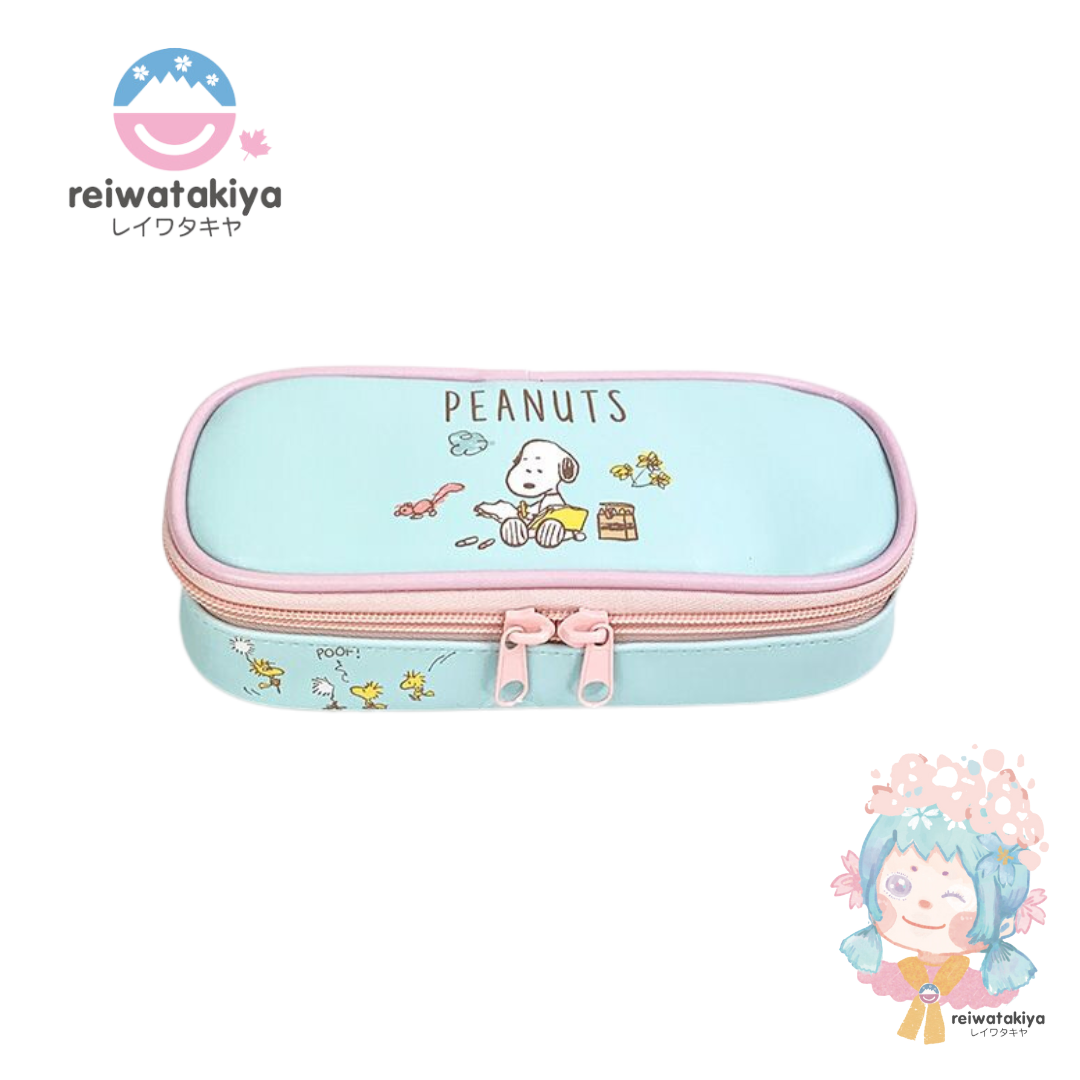 Sanrio Snoopy leather full-open pencil case