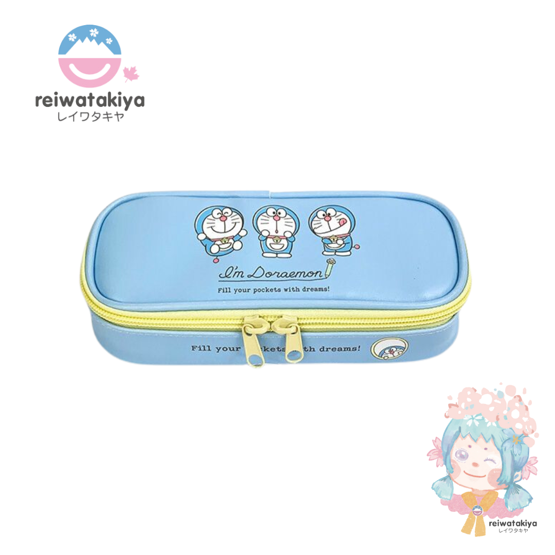 Sanrio Doraemon leather full-open pencil case