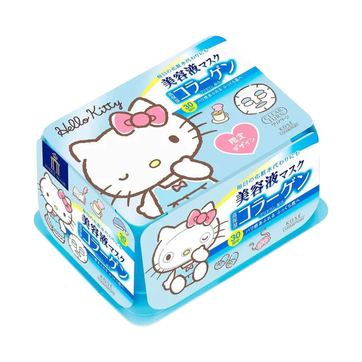 KOSE Limited Clear Turn Essence Mask Collagen Hello Kitty Design 30 Sheets