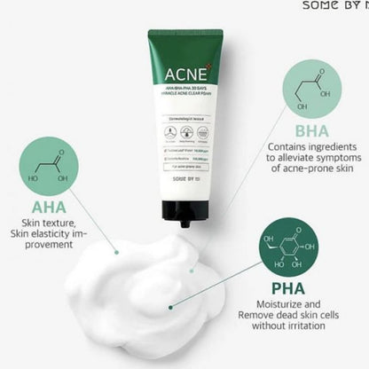 SOME BY MI ACNE CLEANSING FOAM WITH ALPHA BETA AND POLYHYDROXY ACIDS 100ML